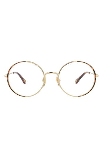 Chloé 53mm Round Optical Glasses In Gold