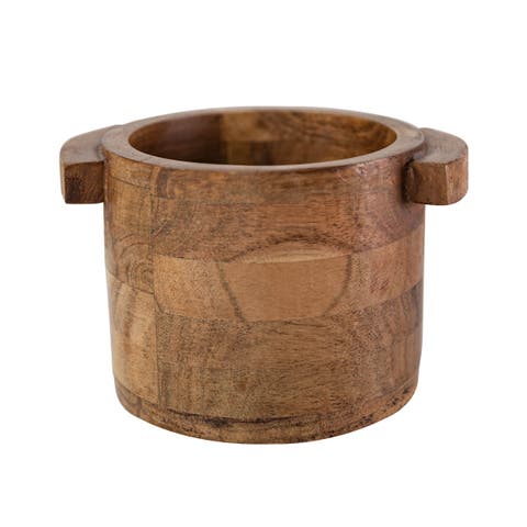 3.25" x 4" Benson Rustic Acacia Wood Small Decorative Pinch Bowl Dish