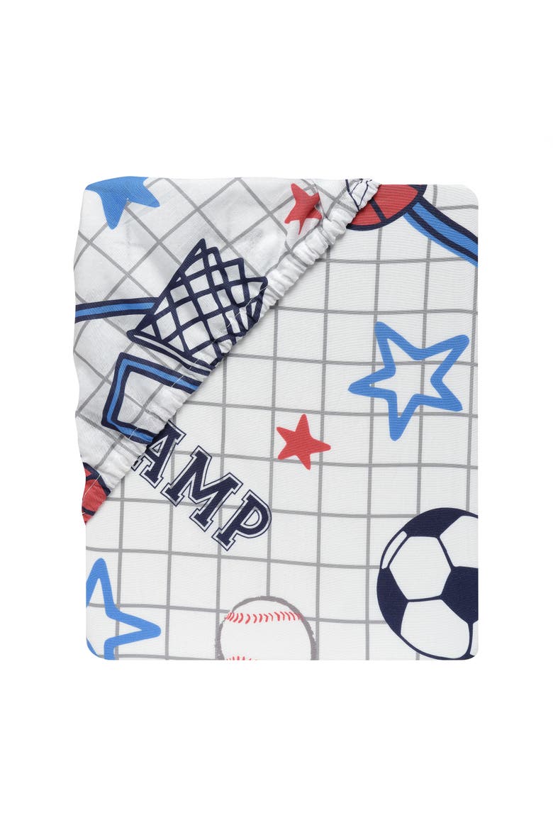 Baby Sports 100% Cotton Fitted Crib Sheet - Football/Basketball, Alternate, color, White
