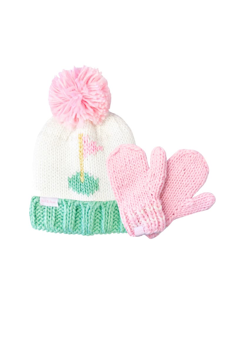 Golf Flag  Bobble Hat, Pink, Alternate, color, White