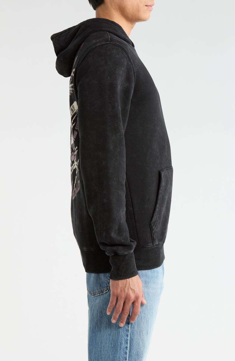 Von Dutch Embroidered Mineral Wash Fleece Graphic Hoodie, Alternate, color, Black Mineral Wash