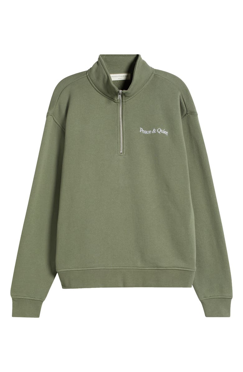 Museum of Peace & Quiet Wordmark Half Zip Sweatshirt, Alternate, color, Olive