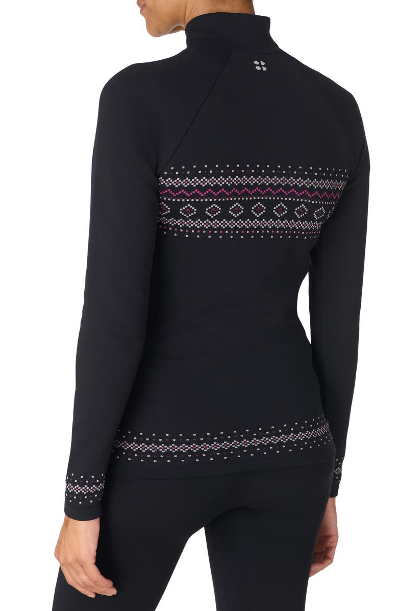 Sweaty Betty Fair Isle Base Layer Half Zip Pullover, Alternate, color, Black Ski Fair Isle Jacquard