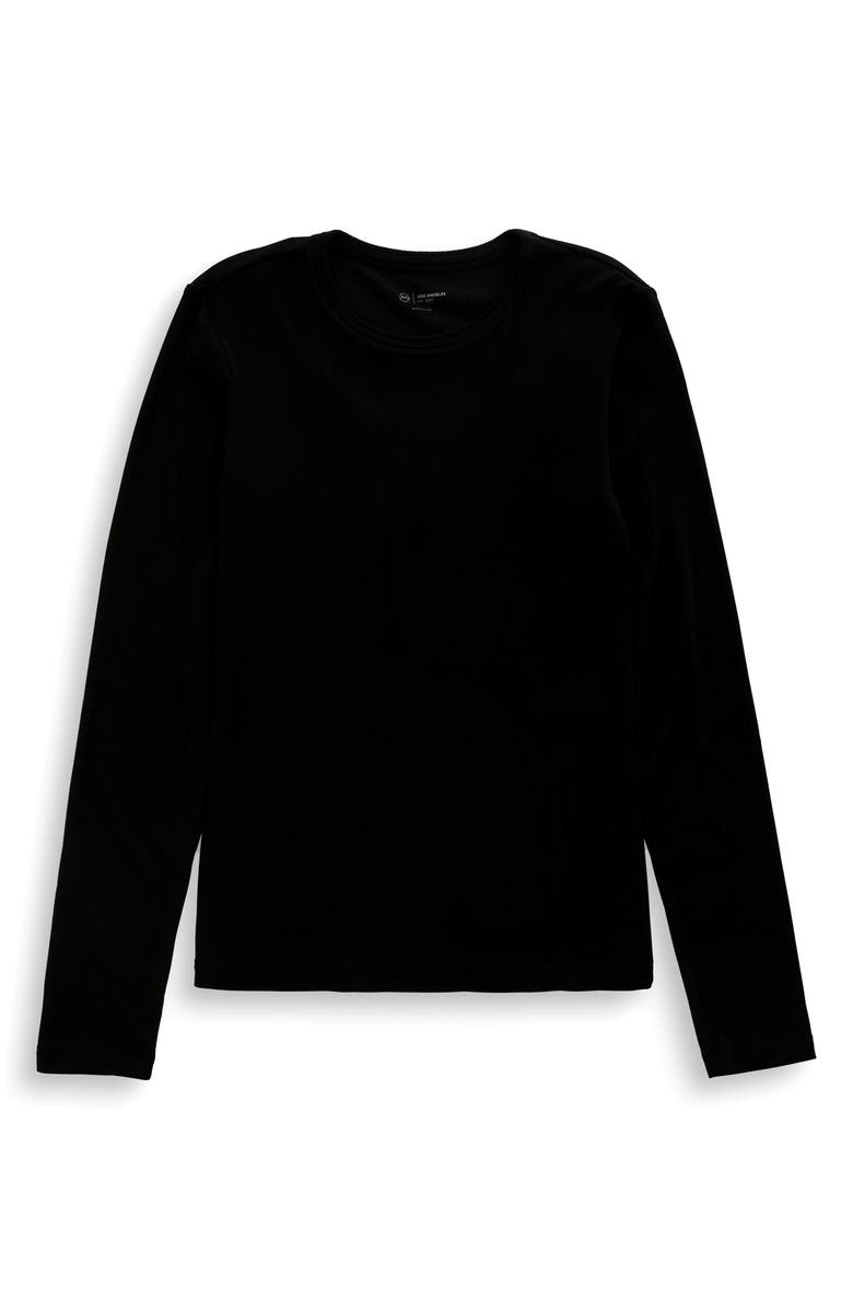 AG Julia Rib Long Sleeve Top, Alternate, color, Super Black