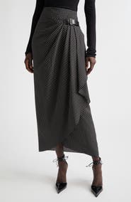 TOM FORD Polka Dot Silk Sable Faux Wrap Skirt