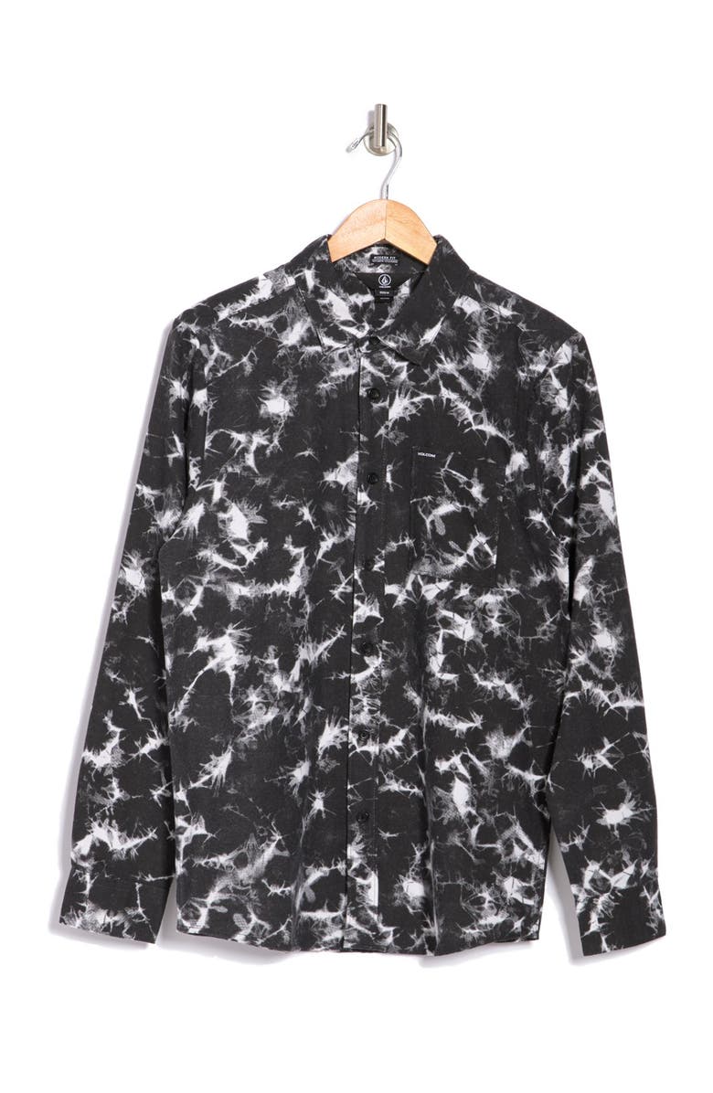 Volcom Spinner Tie Dye Printed Flannel Regular Fit Shirt, Alternate, color, 