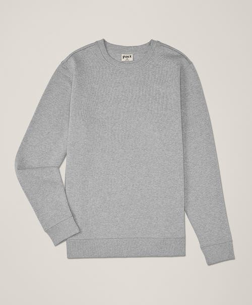 Pact Organic Cotton Cloud Brushed Fleece Crew Sweatshirt In Heather Grey