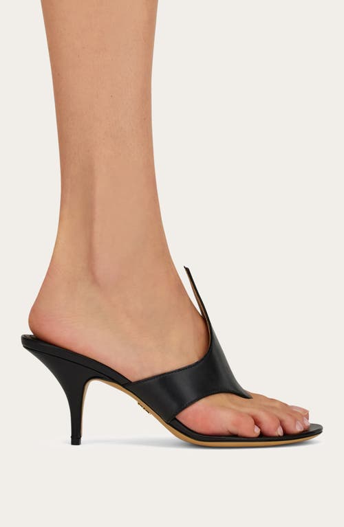 Ferragamo Sabot Infradito Lyrai In Pelle Nera  Donna In Nero/biscotto