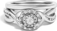 Haus of Brilliance Silver 1/7 Cttw Diamond Engagement Ring and Wedding Band Set