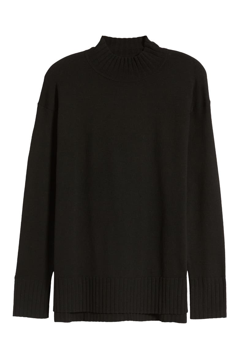 Mock Neck Tunic Sweater, Alternate, color, BLACK