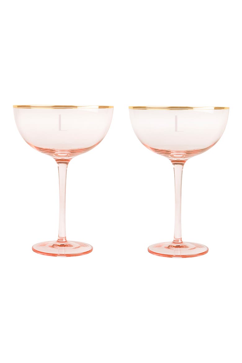 Monogram Set of 2 Champagne Coupes, Main, color, BLUSH - L