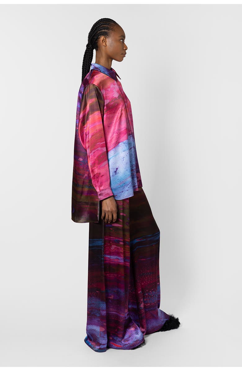 Roksanda Leonara Printed Silk Top, Alternate, color, Brush Cassis / Fushcia