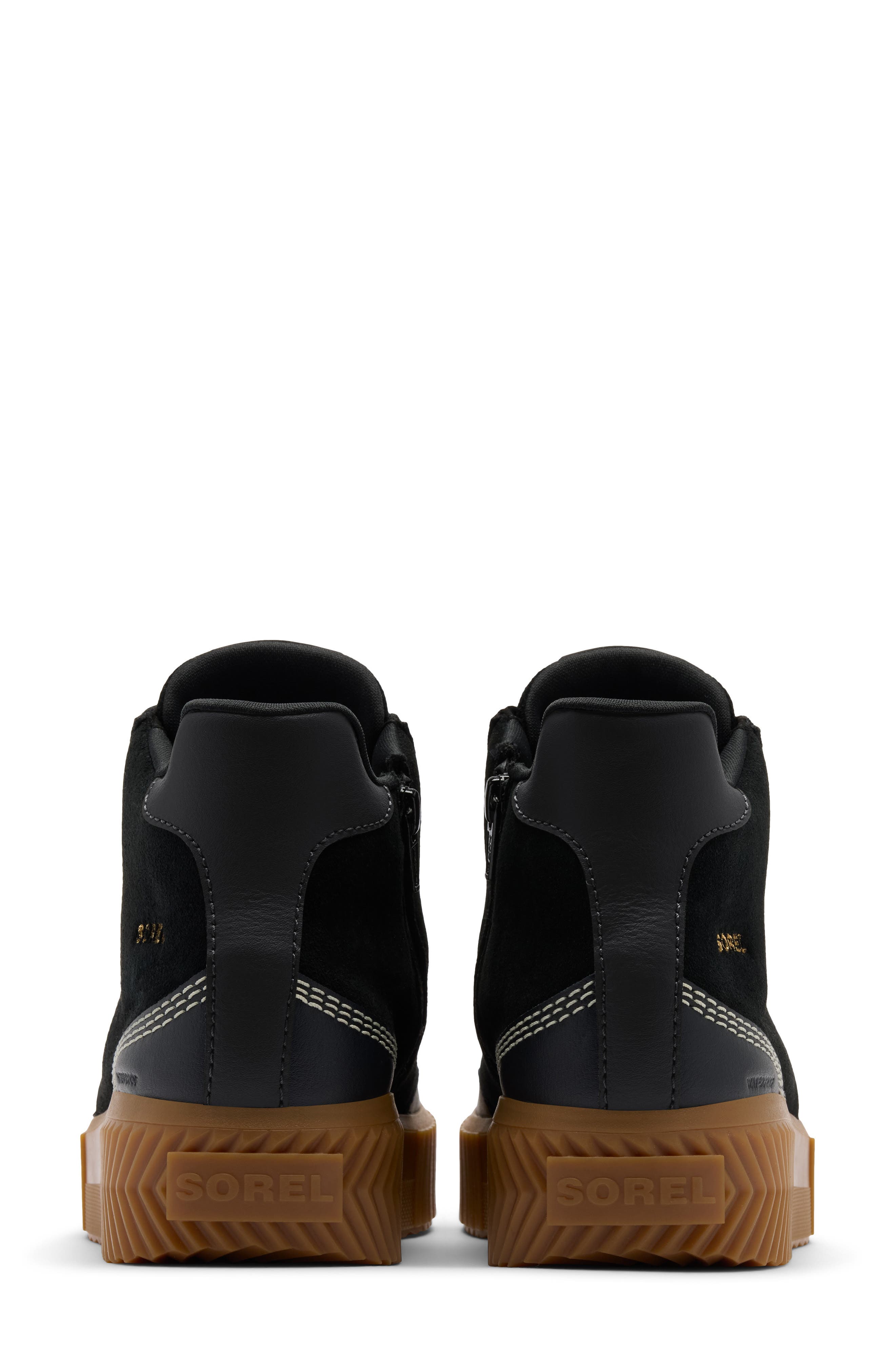 Ona Ave Waterproof Zip Mid Leather Sneaker, Alternate, color, BLACK/ GUM 2