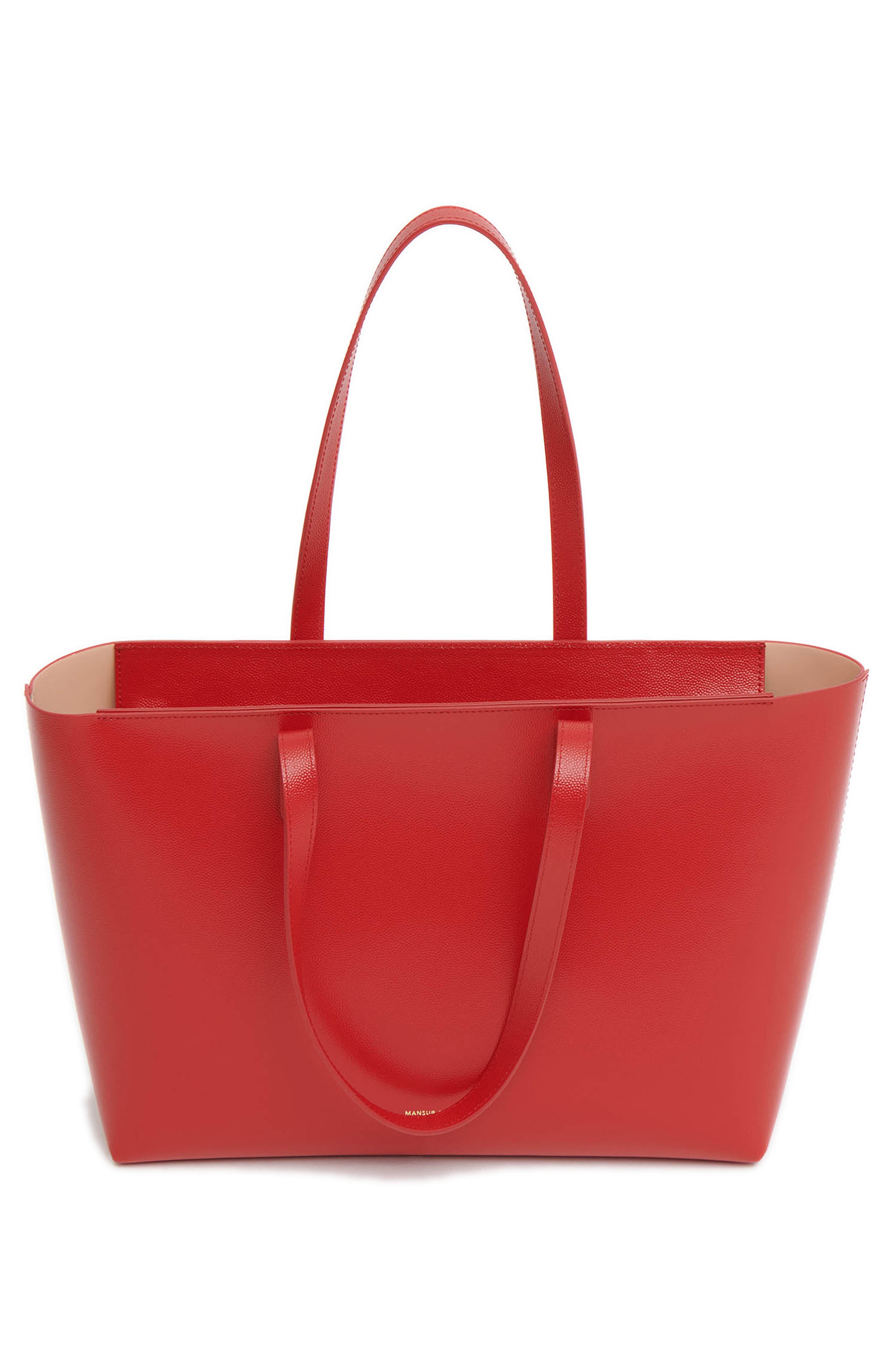 Small Leather Zip Tote, Alternate, color, FLAMMA/ BALLERINA