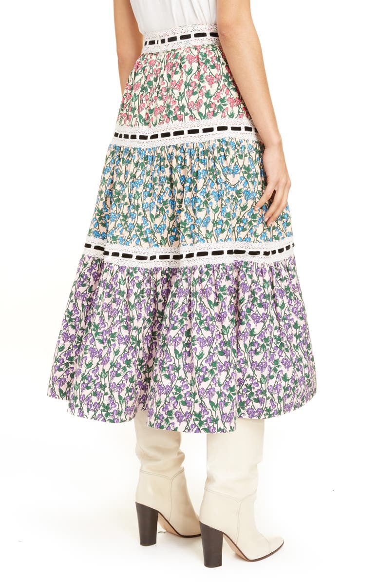 Runway Marc Jacobs MARC JACOBS Mixed Floral Tiered Prairie Skirt, Alternate, color,