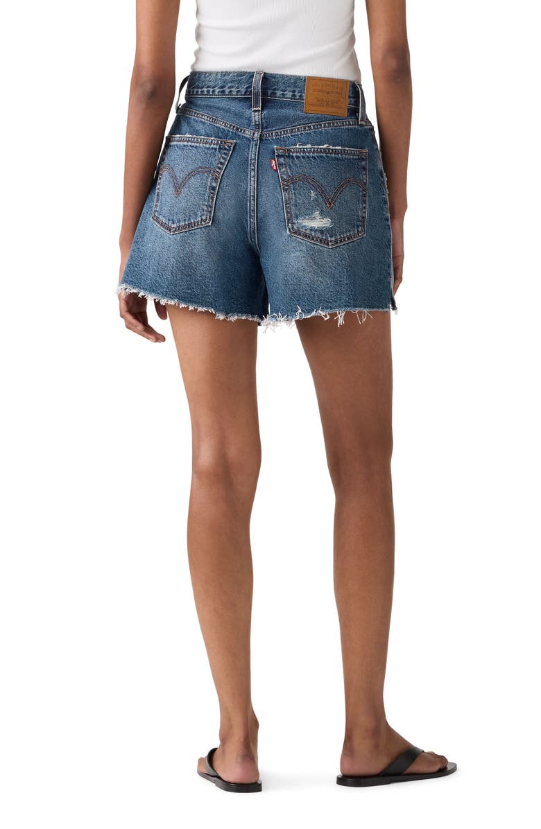 Levi's Ribcage High Waist A-Line Cutoff Denim Shorts, Alternate, color,
