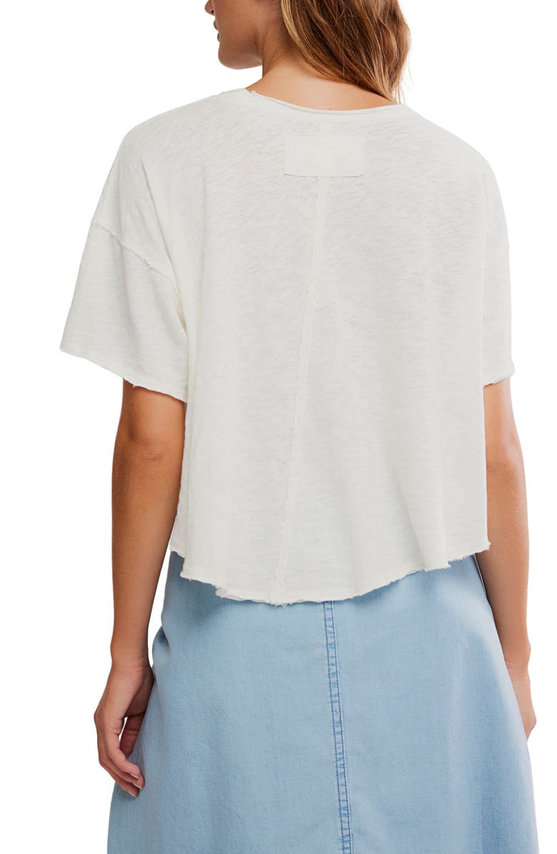 Free People Elsie Linen & Cotton Slub Jersey Swing T-Shirt, Alternate, color, Whisper White