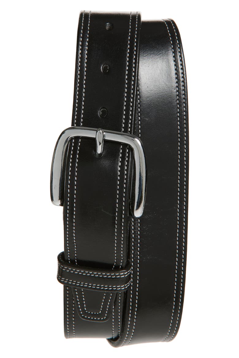 Leather Belt, Main, color, BLACK