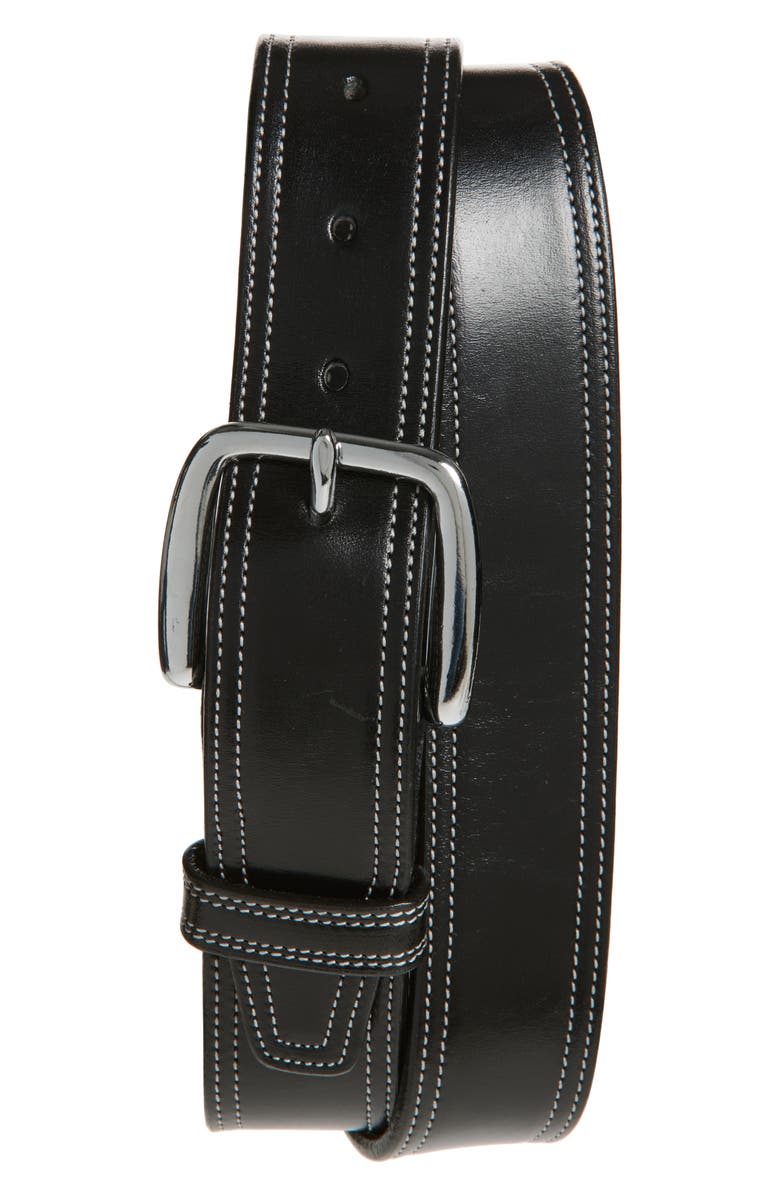 Noah Leather Belt, Main, color, Black