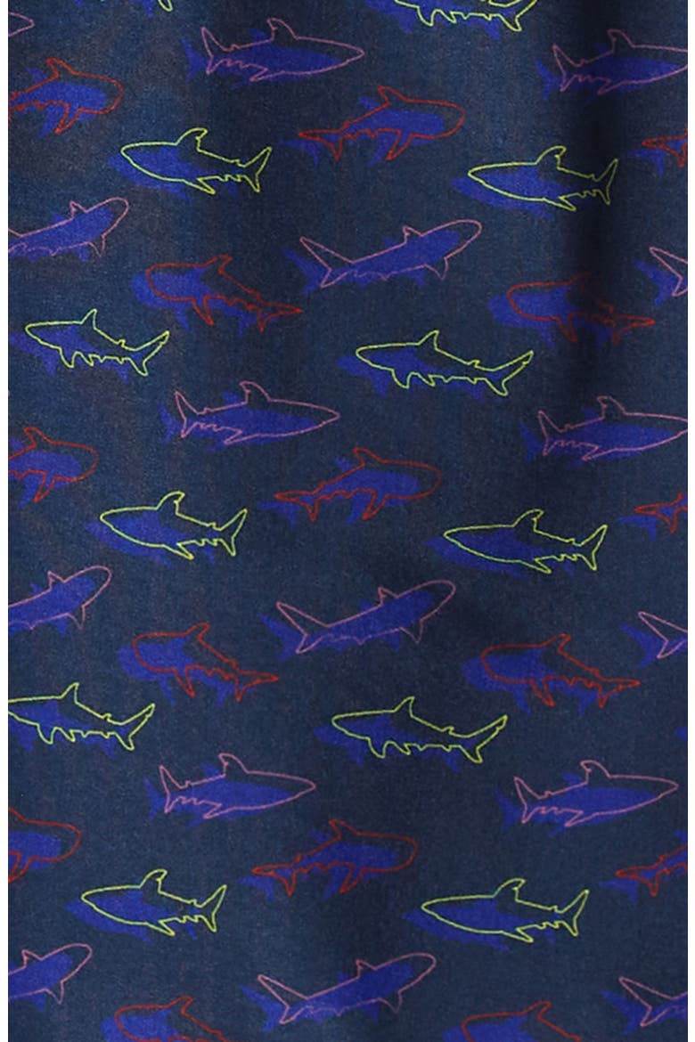 Kids' Anchor Swim Trunks, Alternate, color, NAVY NEON SHARKS