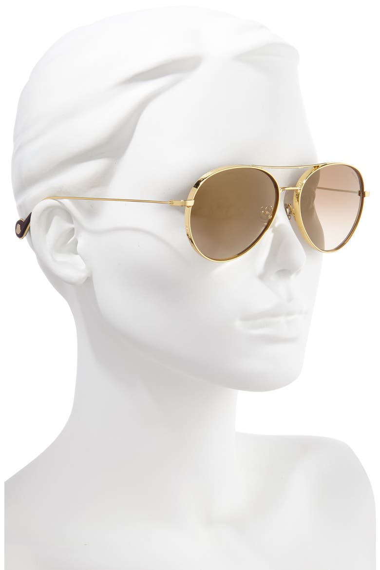 57mm Mirrored Aviator Sunglasses, Alternate, color, GOLD/ ROVIEX MIRROR