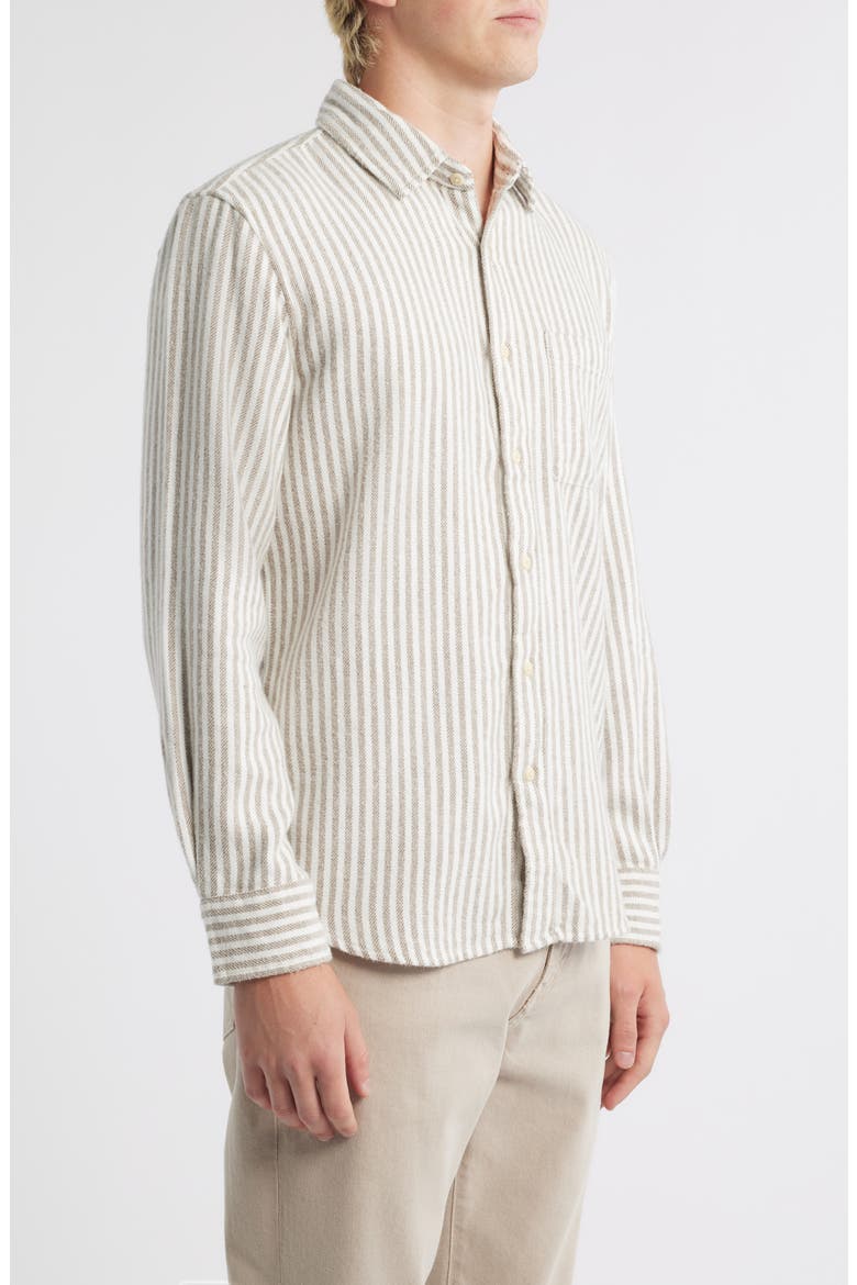 Cloud Stripe Organic Cotton Flannel Button-Up Shirt, Alternate, color, HONEY LINES