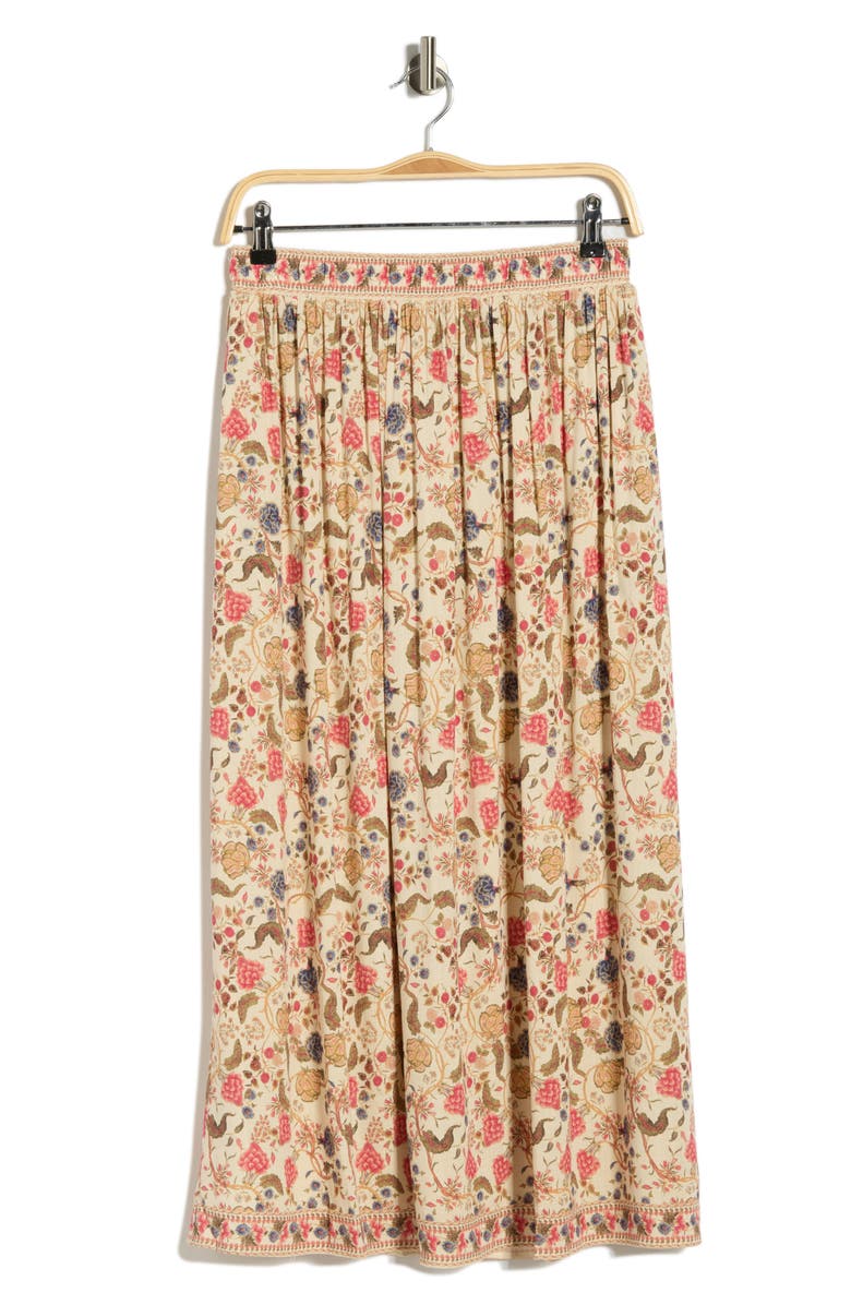 MAX STUDIO Floral Midi Skirt, Main, color, Cream/ Red Floral Muse