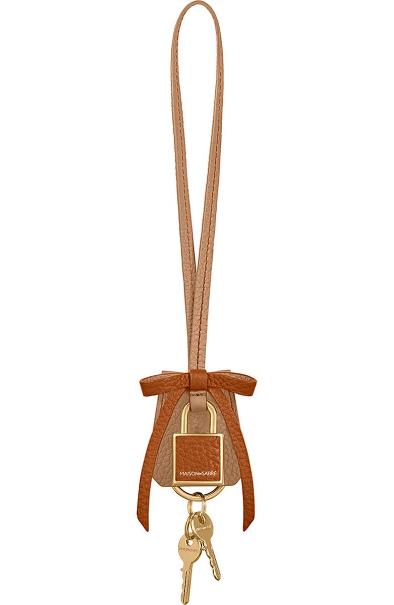 MAISON de SABRÉ The Bow Padlock Charm, Main, color, Sandstone Pecan