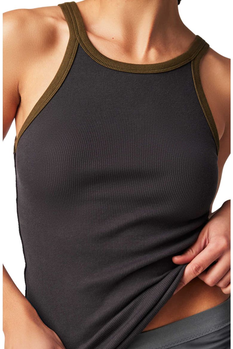 Only 1 Stretch Cotton Ringer Tank, Alternate, color, WASHED BLACK COMBO