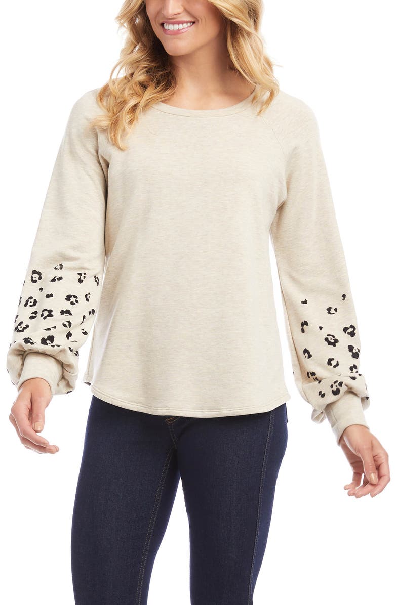 Karen Kane Cheetah Sleeve Sweatshirt, Main, color,