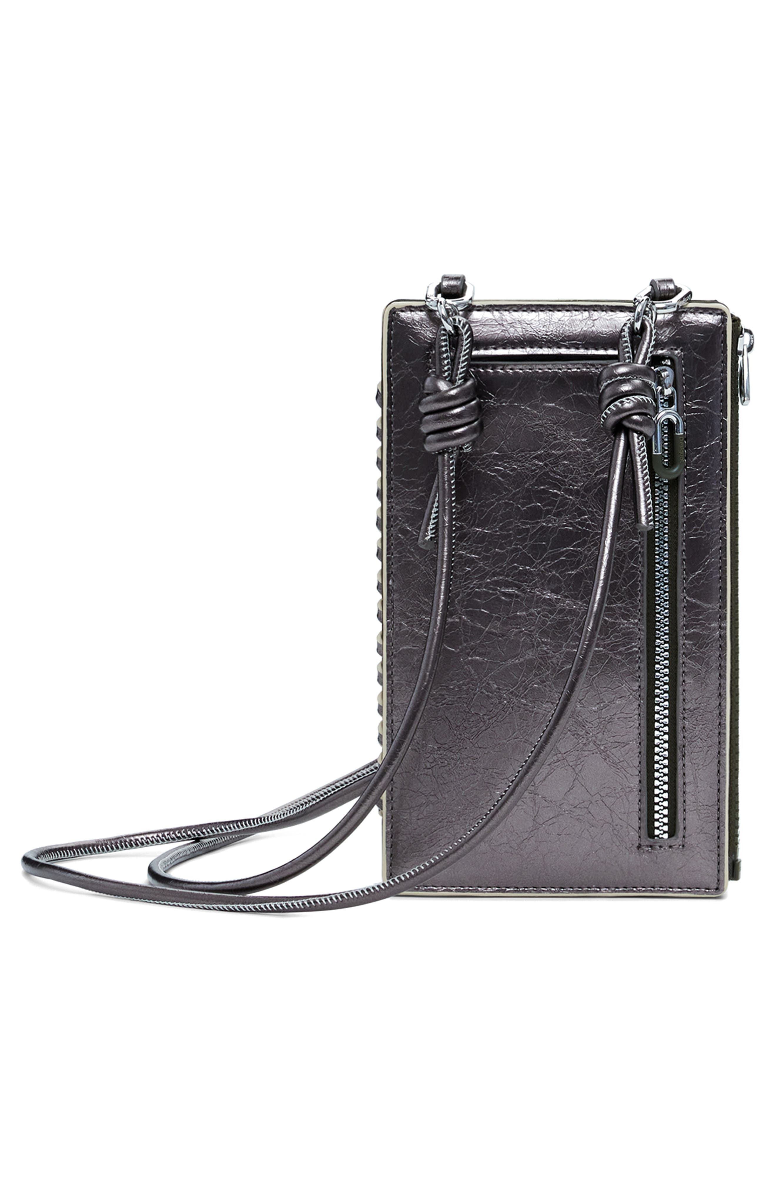 Desigual Metallic Faux Leather Crossbody Bag, Alternate, color, Silver