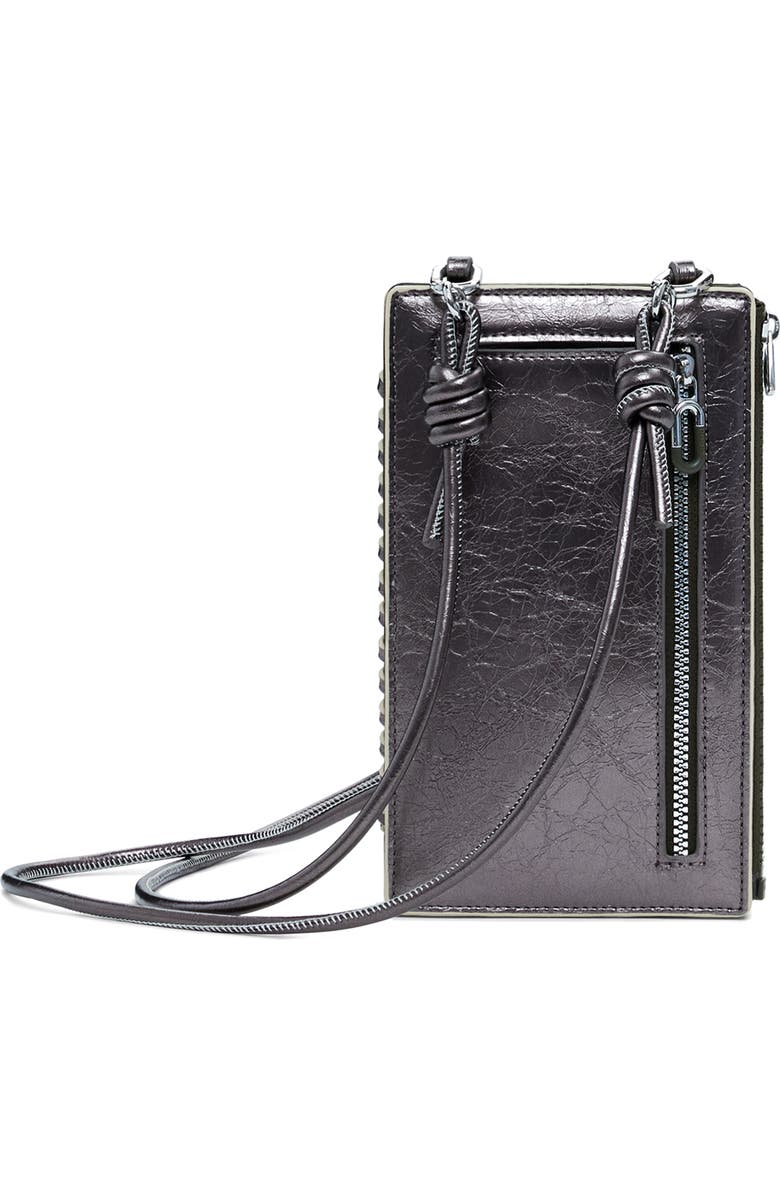 Desigual Metallic Faux Leather Crossbody Bag, Alternate, color, Silver