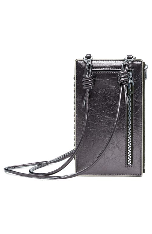 Desigual Metallic Faux Leather Crossbody Bag In Silver