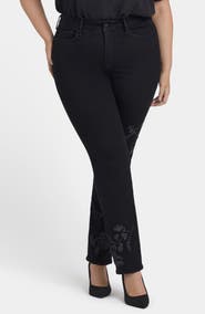 NYDJ Marilyn High Waist Embroidered Straight Leg