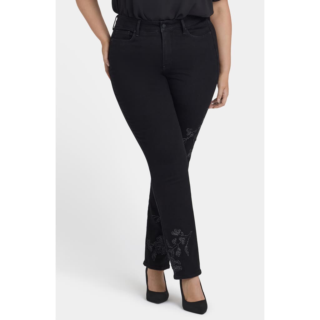 Nydj Marilyn High Waist Embroidered Straight Leg In Black