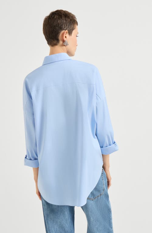 Brunello Cucinelli Poplin Shirt In Blue