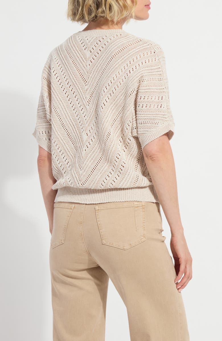 Lysse Francesca Pointelle Elbow Sleeve Linen & Cotton Sweater, Alternate, color, Ecru/ Khaki