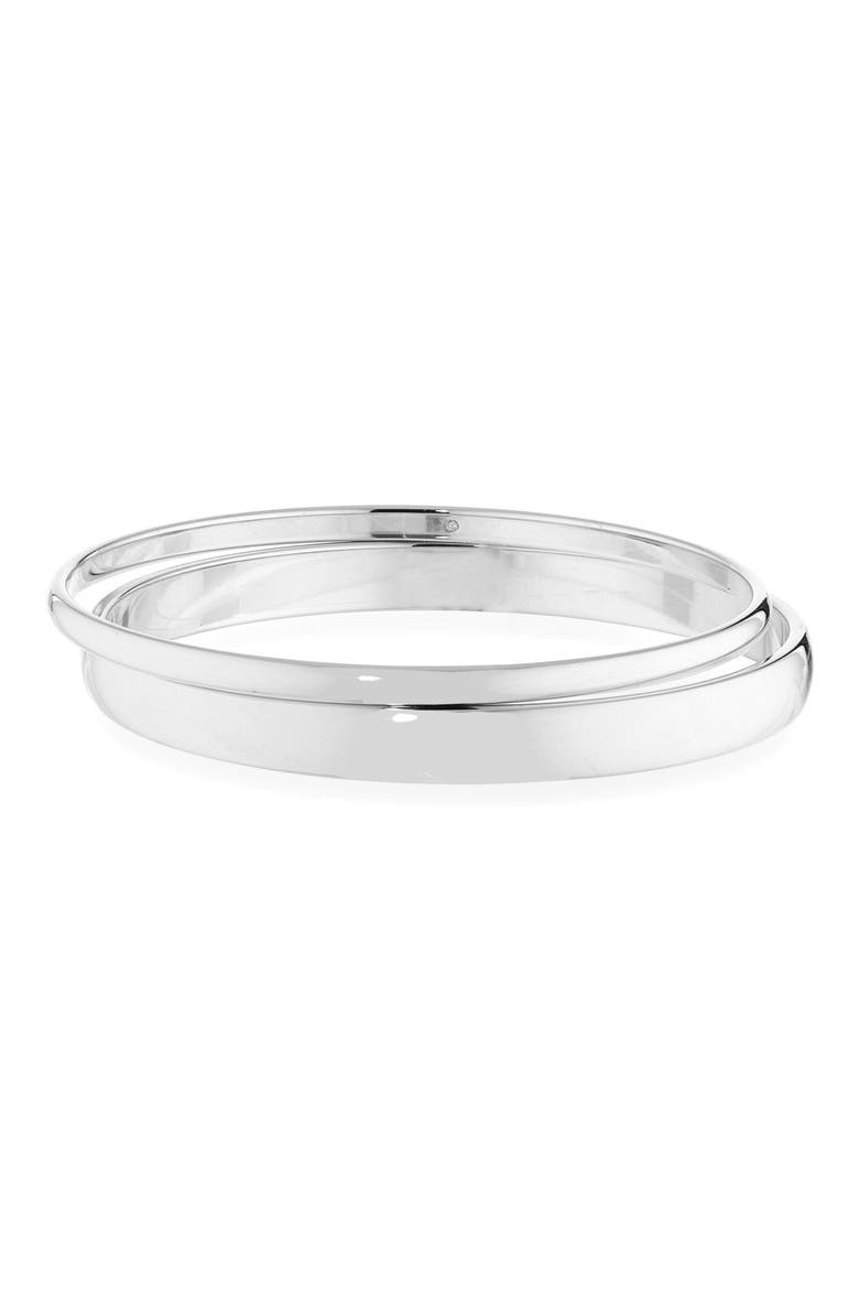 Set of 2 Demi Fine Bangle Bracelets, Main, color, STERLING SILVER PLATED