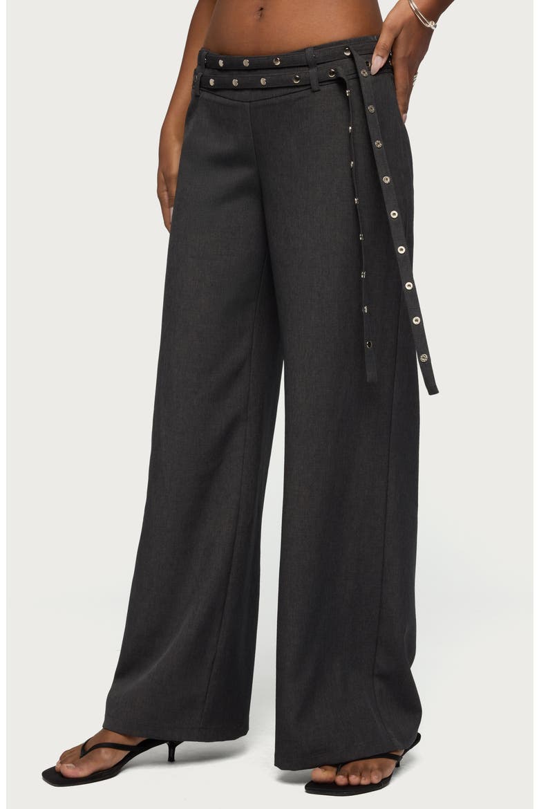 Cruz Double Belt Low Rise Wide Leg Baggy Pants, Alternate, color, GRAY