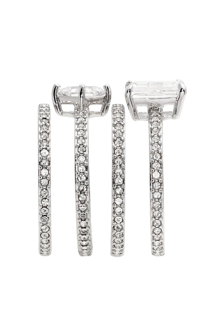 Cubic Zirconia Set of 4 Stacking Rings, Alternate, color, CLEAR- SILVER