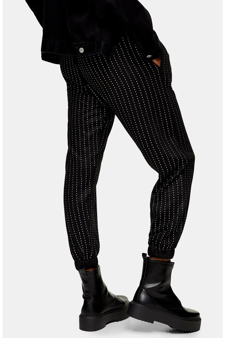 Diamante Detail Joggers, Alternate, color, BLACK