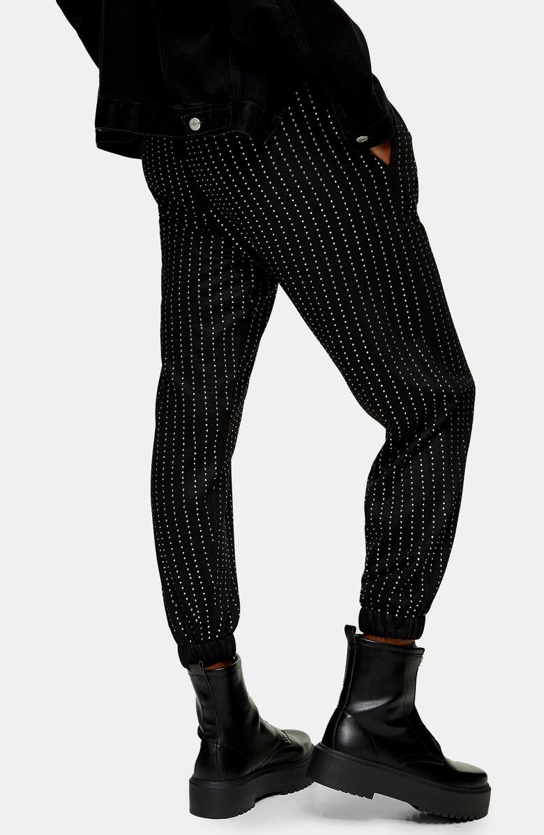 Topshop Diamante Joggers, Alternate, color,