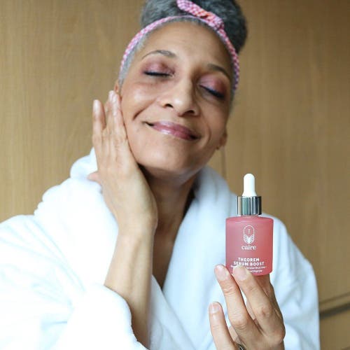 Caire Beauty Full Trio Skincare Set Theorem Serum Boost, Triple Lift Molecule Mask, Grownup Moisturi In Coral Pink
