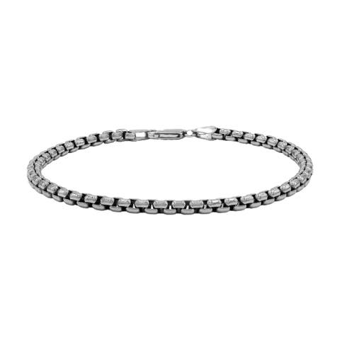 Sterling Silver Round Box Bracelet