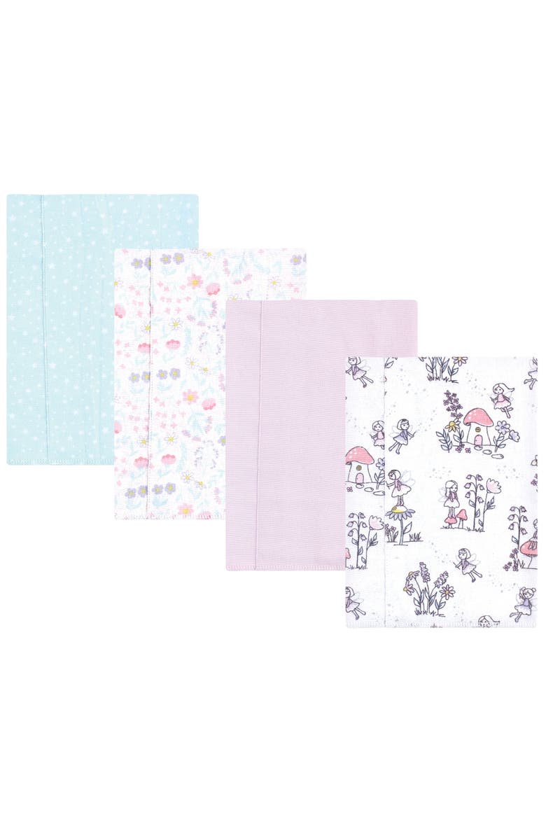 4 Piece Absorbent Flannel Burp Cloth, Main, color, Garden Fairies