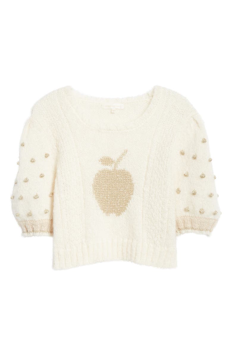 LoveShackFancy Cyrielle Mohair & Wool Blend Crop Sweater, Alternate, color, 