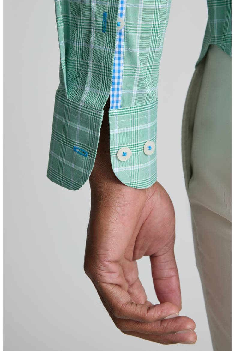 Claremont Plaid CottonTek™ Performance Button-Up Shirt, Alternate, color, GREEN