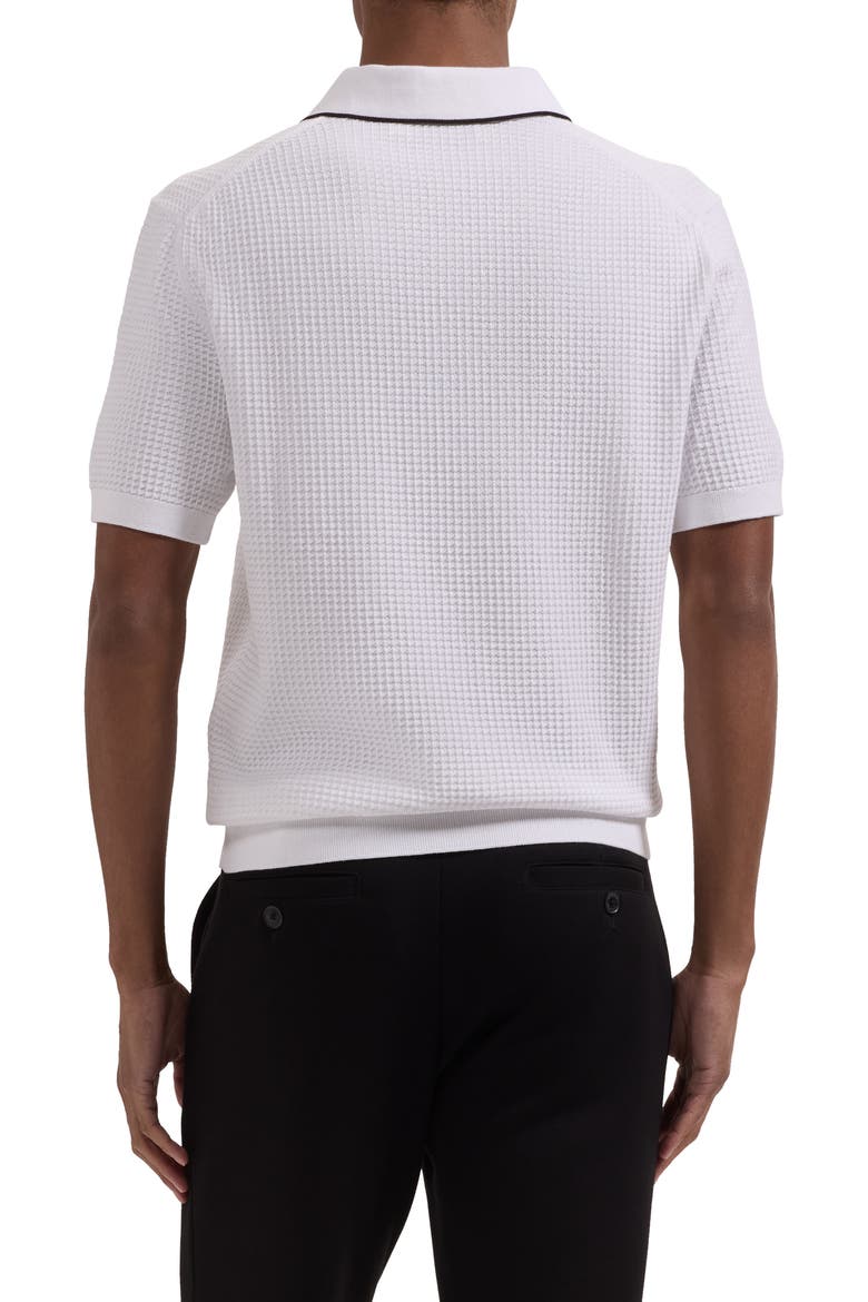 Waffle Stitch Polo Sweater, Alternate, color, WHITE