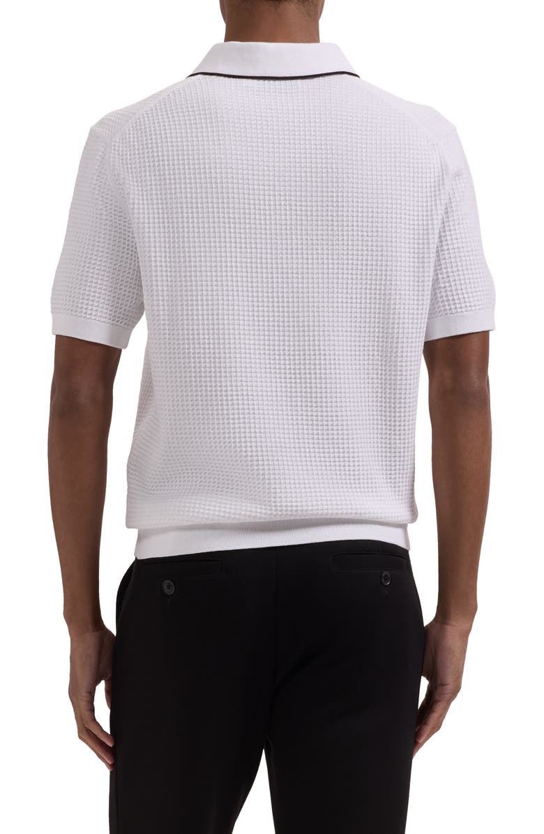 Bugatchi Waffle Stitch Polo Sweater, Alternate, color, White