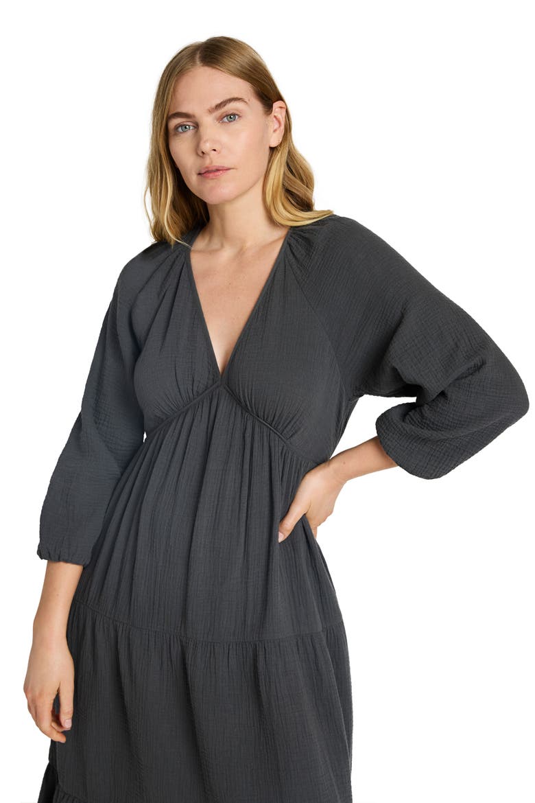 Dream Organic Cotton Gauze Midi Dress, Alternate, color, WASHED BLACK